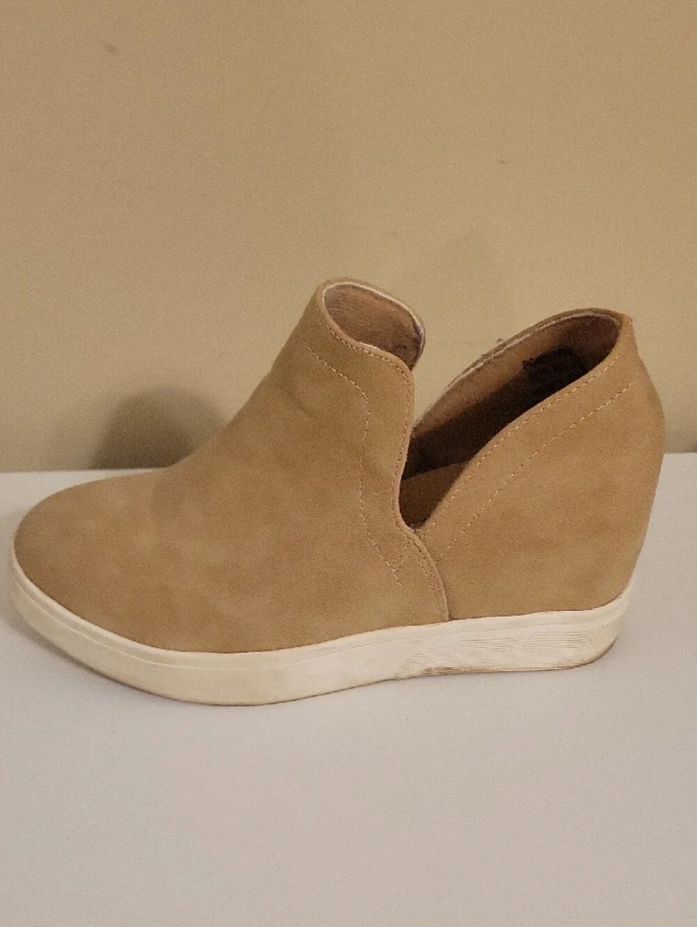 Journee Collection Tan Wedge Sneaker Booties